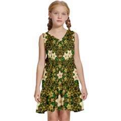 Flower Power And Big Porcelainflowers In Blooming Style Kids  Sleeveless Tiered Mini Dress by pepitasart