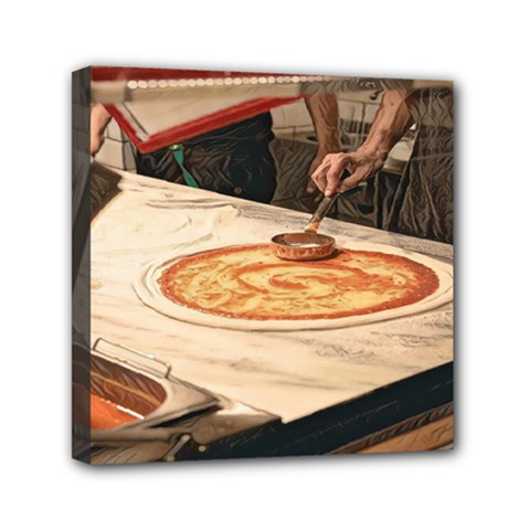 Let`s Make Pizza Mini Canvas 6  X 6  (stretched) by ConteMonfrey