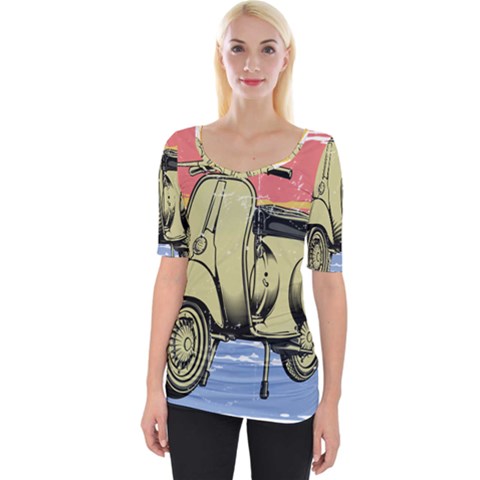 I`m Waiting On My Vespa Wide Neckline Tee by ConteMonfrey