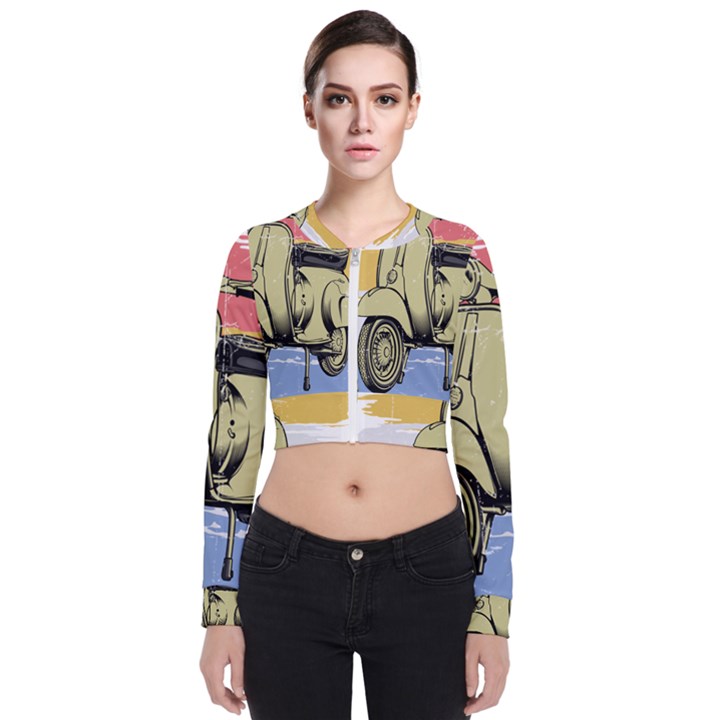 I`m Waiting On My Vespa Long Sleeve Zip Up Bomber Jacket