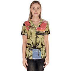 I`m Waiting On My Vespa Women s V-neck Scrub Top by ConteMonfrey