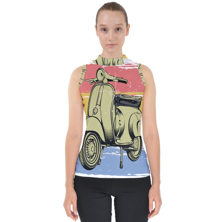 I`m Waiting On My Vespa Mock Neck Shell Top