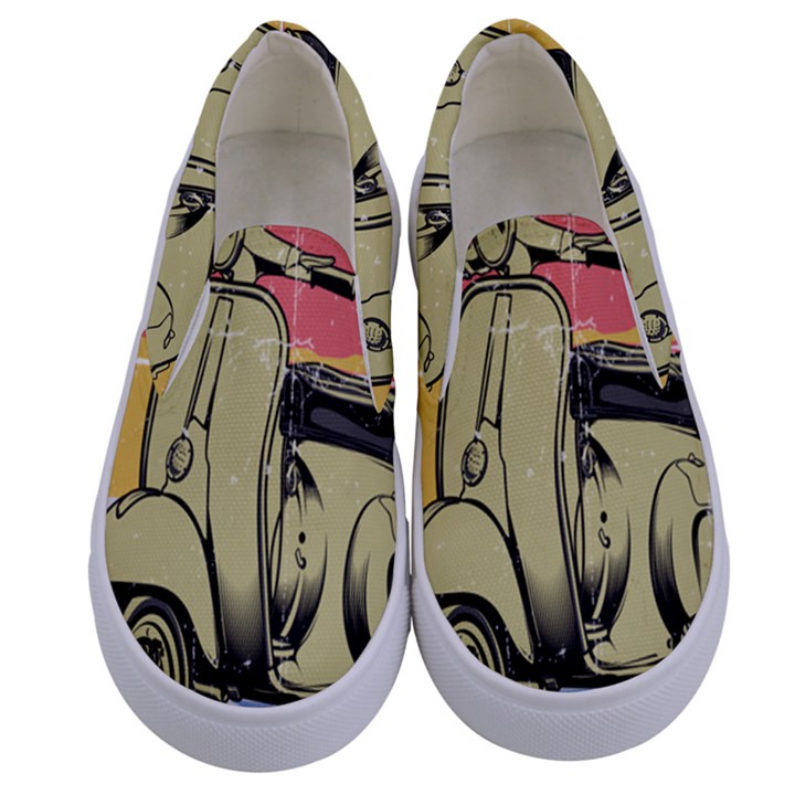 I`m Waiting On My Vespa Kids  Canvas Slip Ons