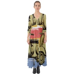 I`m Waiting On My Vespa Button Up Boho Maxi Dress by ConteMonfrey