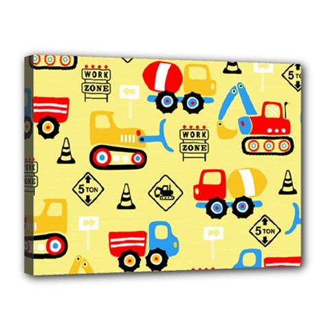 Seamless Pattern Vector Industrial Vehicle Cartoon Canvas 16  X 12  (stretched)