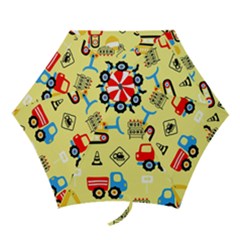 Seamless Pattern Vector Industrial Vehicle Cartoon Mini Folding Umbrellas by Jancukart