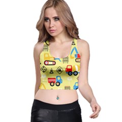 Seamless Pattern Vector Industrial Vehicle Cartoon Racer Back Crop Top