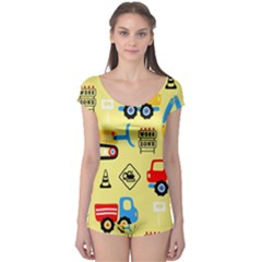 Seamless Pattern Vector Industrial Vehicle Cartoon Boyleg Leotard  by Jancukart