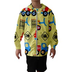 Seamless Pattern Vector Industrial Vehicle Cartoon Kids  Hooded Windbreaker