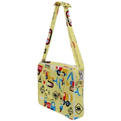 Seamless Pattern Vector Industrial Vehicle Cartoon Cross Body Office Bag