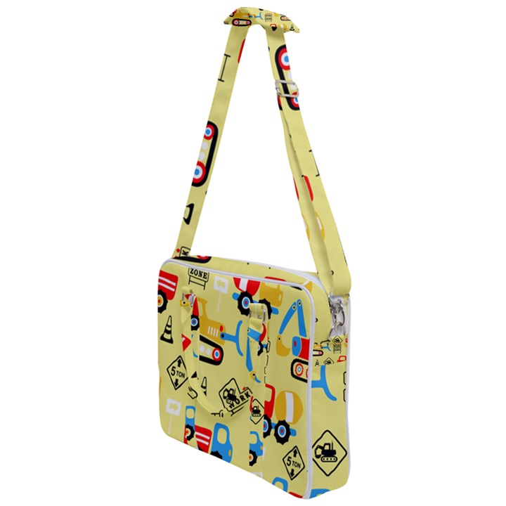 Seamless pattern vector industrial vehicle cartoon Cross Body Office Bag