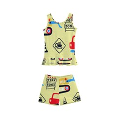 Seamless Pattern Vector Industrial Vehicle Cartoon Kids  Boyleg Swimsuit