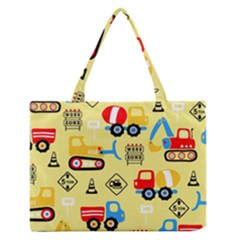 Seamless Pattern Vector Industrial Vehicle Cartoon Zipper Medium Tote Bag