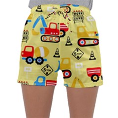 Seamless Pattern Vector Industrial Vehicle Cartoon Sleepwear Shorts