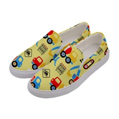 Seamless Pattern Vector Industrial Vehicle Cartoon Women s Canvas Slip Ons