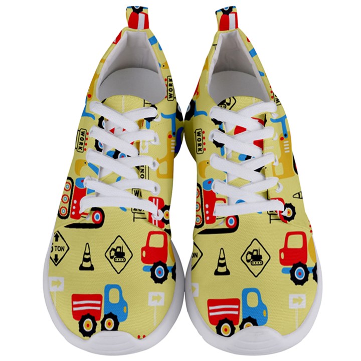 Seamless pattern vector industrial vehicle cartoon Men s Lightweight Sports Shoes