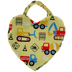 Seamless Pattern Vector Industrial Vehicle Cartoon Giant Heart Shaped Tote