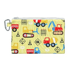 Seamless Pattern Vector Industrial Vehicle Cartoon Canvas Cosmetic Bag (large)