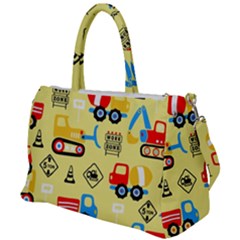 Seamless Pattern Vector Industrial Vehicle Cartoon Duffel Travel Bag