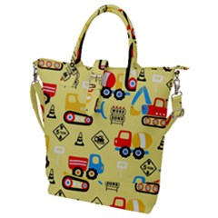 Seamless Pattern Vector Industrial Vehicle Cartoon Buckle Top Tote Bag by Jancukart