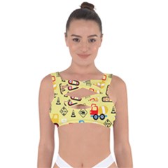 Seamless Pattern Vector Industrial Vehicle Cartoon Bandaged Up Bikini Top