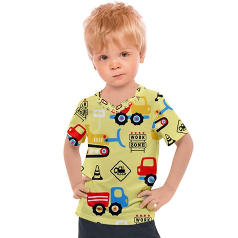 Seamless Pattern Vector Industrial Vehicle Cartoon Kids  Sports Tee by Jancukart