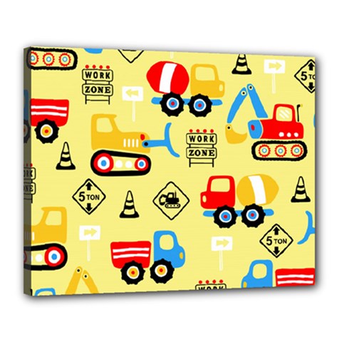 Seamless Pattern Vector Industrial Vehicle Cartoon Canvas 20  X 16  (stretched)