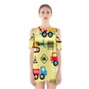 Seamless pattern vector industrial vehicle cartoon Shoulder Cutout One Piece Dress View1