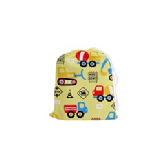 Seamless Pattern Vector Industrial Vehicle Cartoon Drawstring Pouch (xs)