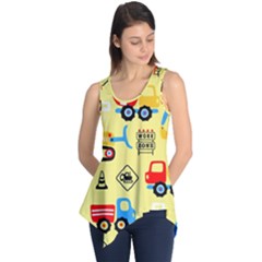 Seamless Pattern Vector Industrial Vehicle Cartoon Sleeveless Tunic by Jancukart