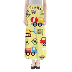 Seamless Pattern Vector Industrial Vehicle Cartoon Full Length Maxi Skirt by Jancukart