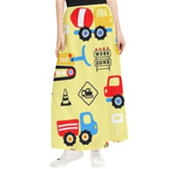 Seamless Pattern Vector Industrial Vehicle Cartoon Maxi Chiffon Skirt by Jancukart