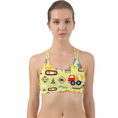 Seamless Pattern Vector Industrial Vehicle Cartoon Back Web Sports Bra