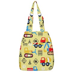 Seamless Pattern Vector Industrial Vehicle Cartoon Center Zip Backpack by Jancukart