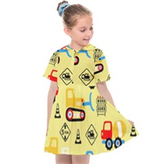 Seamless Pattern Vector Industrial Vehicle Cartoon Kids  Sailor Dress