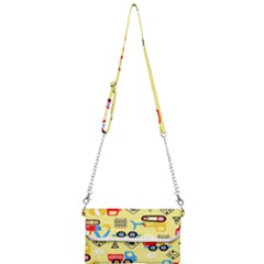 Seamless Pattern Vector Industrial Vehicle Cartoon Mini Crossbody Handbag