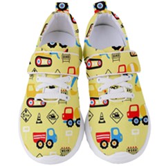 Seamless Pattern Vector Industrial Vehicle Cartoon Women s Velcro Strap Shoes