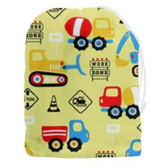 Seamless Pattern Vector Industrial Vehicle Cartoon Drawstring Pouch (3xl)