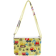 Seamless Pattern Vector Industrial Vehicle Cartoon Double Gusset Crossbody Bag