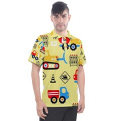 Seamless Pattern Vector Industrial Vehicle Cartoon Men s Polo Tee by Jancukart