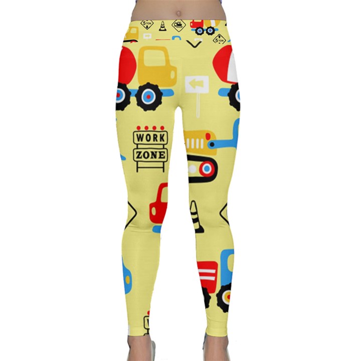 Seamless pattern vector industrial vehicle cartoon Classic Yoga Leggings