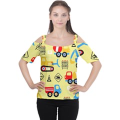 Seamless Pattern Vector Industrial Vehicle Cartoon Cutout Shoulder Tee