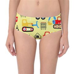 Seamless Pattern Vector Industrial Vehicle Cartoon Mid-waist Bikini Bottoms