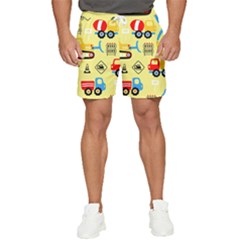 Seamless Pattern Vector Industrial Vehicle Cartoon Men s Runner Shorts by Jancukart