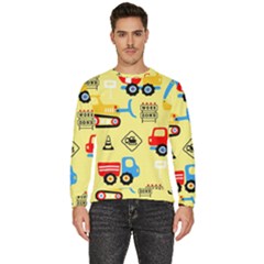 Seamless Pattern Vector Industrial Vehicle Cartoon Men s Fleece Sweatshirt by Jancukart