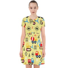 Seamless Pattern Vector Industrial Vehicle Cartoon Adorable In Chiffon Dress