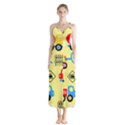 Seamless pattern vector industrial vehicle cartoon Button Up Chiffon Maxi Dress View1