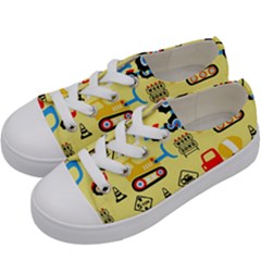 Seamless Pattern Vector Industrial Vehicle Cartoon Kids  Low Top Canvas Sneakers by Jancukart