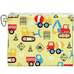 Seamless Pattern Vector Industrial Vehicle Cartoon Canvas Cosmetic Bag (xxxl)