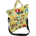 Seamless pattern vector industrial vehicle cartoon Fold Over Handle Tote Bag View1